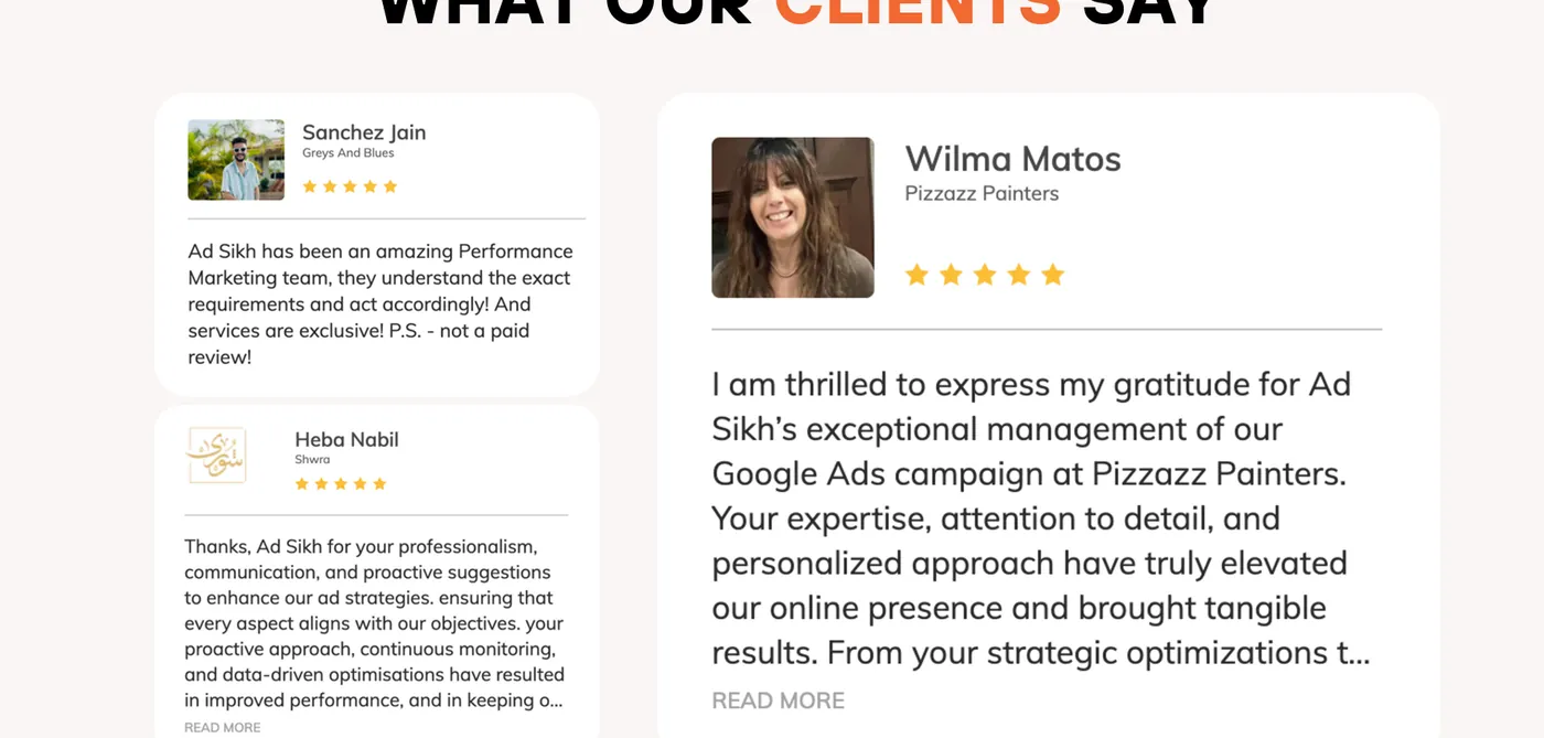 AdSikh client review cards