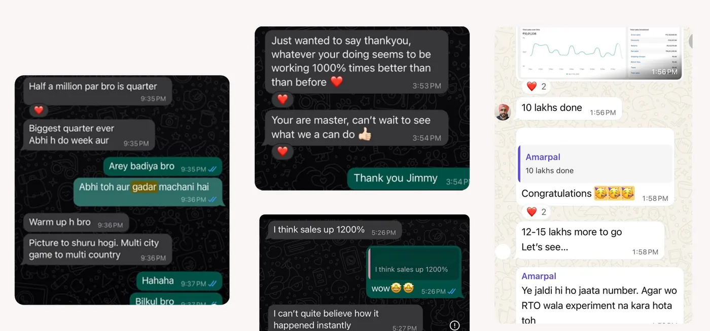 Additional client WhatsApp feedback screenshots