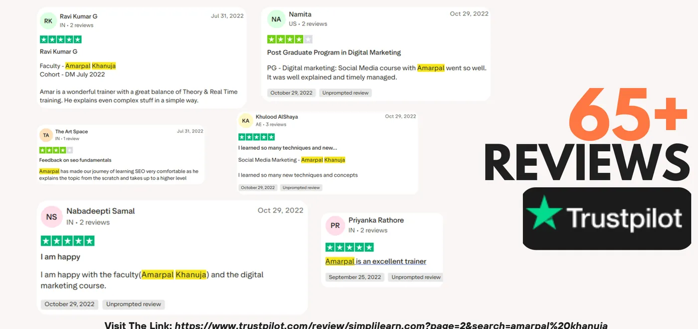 Trustpilot reviews mentioning Amarpal Khanuja